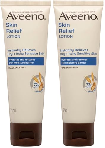 Aveeno Skin Relief Fragrance Free Body Lotion Shea Butter 72-Hour Intense Hydration Soothe Dry Itchy Sensitive Skin 71g (Pack of 2)