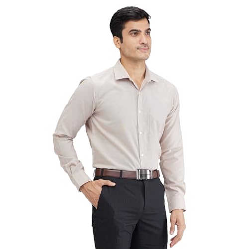 Image of Park Avenue Men's Slim Fit Structure Pattern Cotton Polyester Blend Semi Cutaway Collar Full Sleeve Formal Shirt