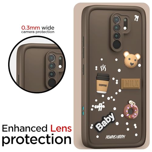 Image of Bintage Ball Bear| Donut| Milk Cake| Baby| Coffee Rubber Case Full Body & Camera Protection Back Cover Compatible for Mi REDMI 9 Prime 4G - Brown