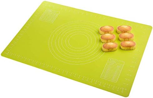 Super-Thick Silicone Baking Mat, Non-Stick Large Pastry Rolling Mat, 64*45cm Non-Slip Soft Kitchen Sheet with Dough Scraper, Folding Cooking Board for Kneading, Cookies, Bread, Cupcake, Pizza