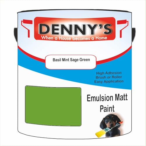 Premium Interior Wall & Ceiling Emulsion Paint – Basil Mint Sage Green – Rich Matt Finish, Durable & Washable, Low Odour, Ideal for Living Rooms, Bedrooms & Hallways (1 Litre Tin)