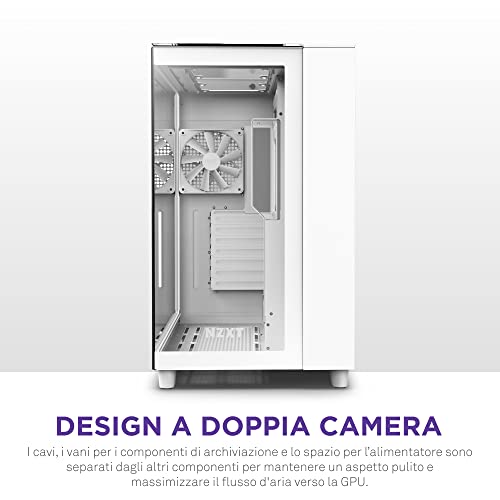 H9 Elite Case per PC gaming mid-tower ATX a doppia camera, Include 3 ventole F120 RGB Duo da 120 mm con controller, Pannello frontale, superiore e laterale in vetro, Bianco, CM-H91EW-01 - Case PC - Immagine 3
