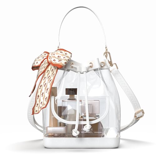 Image of Missnine Clear Bag for Stadium Approved, Clear Crossbody Bucket Bag Transparent PVC Purse for Women, Concert Stadium Events