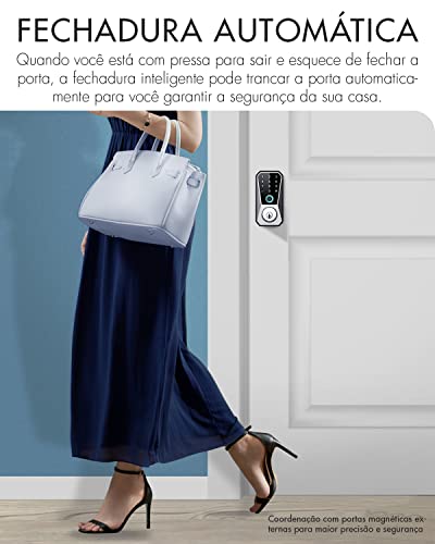 Smart fechadura com Biometria, Muito fácil de instalar, Trava automática para maior segurança, Esta