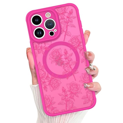 Coque iPhone 15 Pro Max MagSafe fleur tournesol rose vif mate
