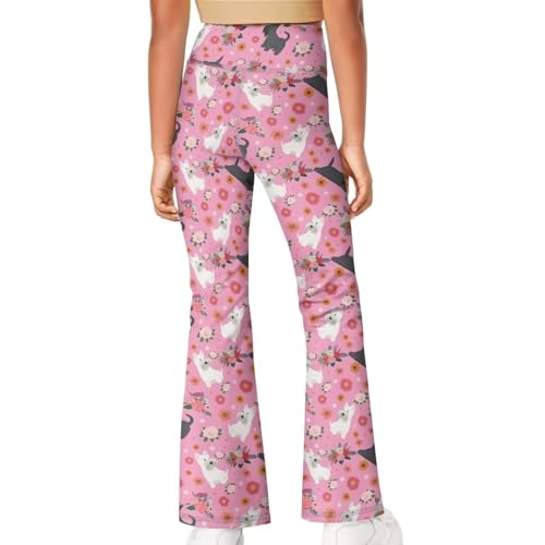 Girl's Flare Leggings High Waisted Yoga Pants Stretchy Full-Length Bootcut Pants Lightweight Tights for Kids 5-12Y4