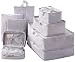 Travel Packing Cubes Set Toiletry Kits Bonus Shoe Bag JJ POWER Luggage Organizers (Grey)
