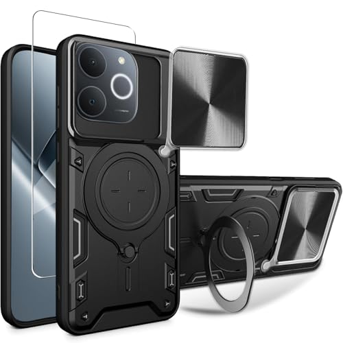 WRTBS �g�ѓd�b�P�[�X Realme Note 70T �P�[�X �K���X�X�N���[���v���e�N�^�[�A�X���C�h�J�����ی�J�o�[�����A�~���^���[�w�r�[�f���[�e�B�t���{�f�B�ی�d�b�P�[�X - �u���b�N