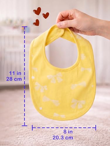 Image of Kidbea Organic Cotton Baby Bib, Adjustable Snap Closure Soft Absorbent Feeding Bibs Apron for Newborns & Infants Child With Cute Prints | Reusable Baby Essential