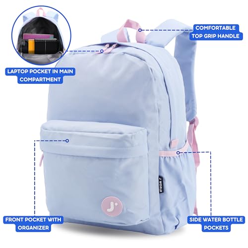Image of J World Oz Middle School Backpack for Kids. Cute Laptop Bookbag for Girls Boys, Baby Blue