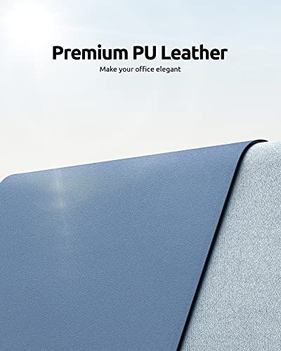 Image of YSAGi Leather Desk Mat, Large Mouse Mat, 60 x 35 cm, Sea Blue | Non-Slip Desk Pad, Keyboard Mat, Waterproof Table Protector Desk Accessories for Office & Home