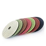 JGSL 7pcs 4 Inch Diamond Polishing Pads Kit 50-3000 Grit for Granite Stone Concrete Polishing Wheels