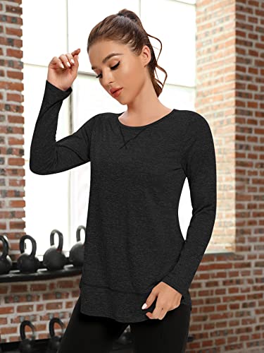 image for CHAMA Women's Long Sleeve Workout Shirts Scoop Neck Sports Yoga Runnin