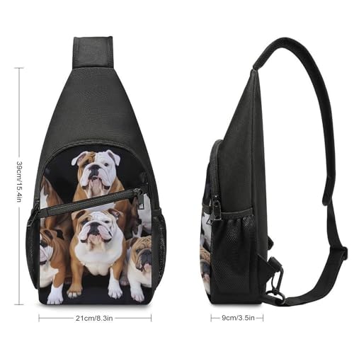 Morrales tipo sling para viaje y senderismo con diseño de bulldogs miniatura 2