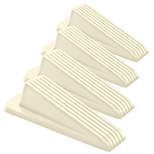 Rubber Door Stoppers For Bottom Of Door - Security Wedge Door Stops For Concrete, Tile And Carpet Floors - Heavy Duty (4 Pack, White) #TOP15