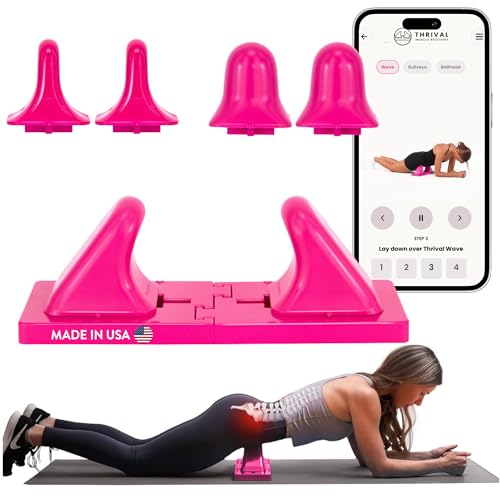 Image of Thrival Deep Tissue Pro - Fully Adjustable Psoas, Back and Hip Flexor Muscle Release Tool with Thrival App for Targeted Routines, Deep Tissue, Trigger Point Massage (Pink) - Made in USA