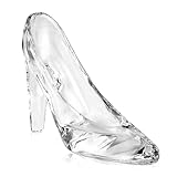JINJUMEI Glass Crystal High Heels, Cinderella Glass Slipper, Transparent Crystal High Heel Shoe Decoration for Wedding and Birthday Decor