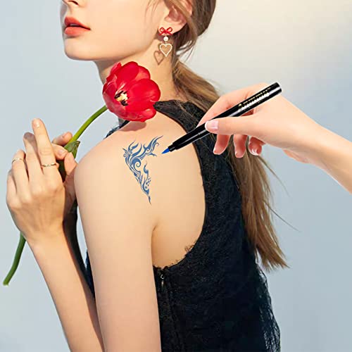 Anmmy Temporary Tattoo Markers For Skin, 16-Count Body Markers+77 Large Tattoo Stencils Of Assorted Colors For Kids And Adults, Flexible Brush Tip, Bright Colors, Skin-Safe*, Cosmetic-Grade. #TOP6