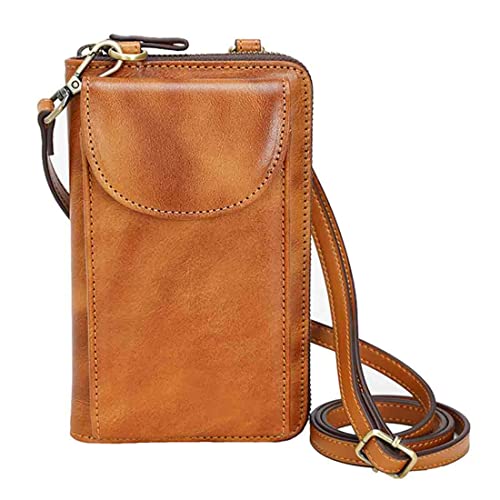 Genuine Leather Purse Phone Bag for Ladies Women Crossbody Wallet with Credit Card Holder RFID Blocking Small, Brown, One Size