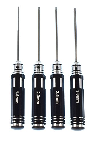 Apex Rc Products 4Pc 1.5Mm 2.0Mm 2.5Mm 3.0Mm Metric Allen Key Set W/Aluminum Handles #2740 #TOP1