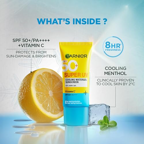 Garnier Super UV Cooling Watergel Sunscreen SPF 50 PA++++ | Instant Cooling & 8-hr freshness |Lightweight gel |No white cast |Suitable for oily dry... - Image 2