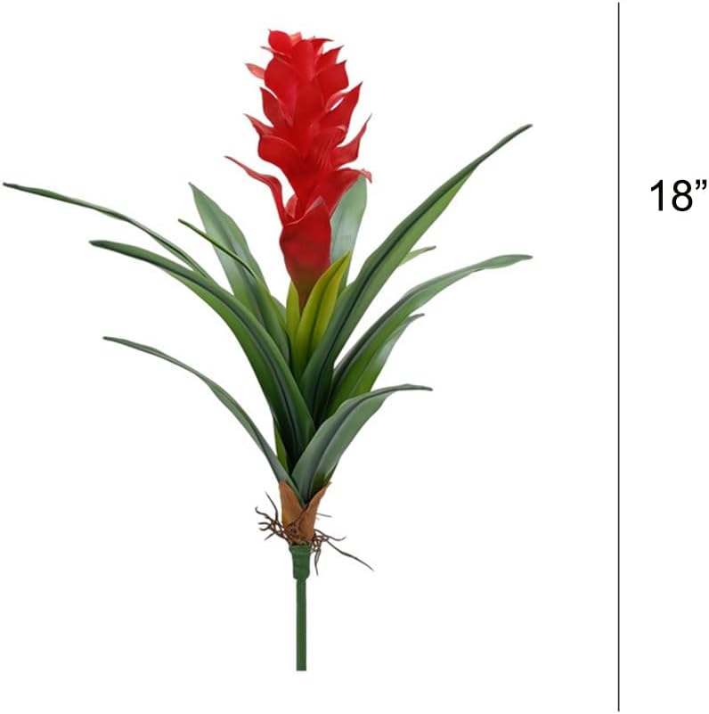 2Pcs Ginger Artificial Plants 18In Long Fake Ginger Torch Bromeliad Fake Flower for Home Office Indoor Outdoor Decoration (Red)