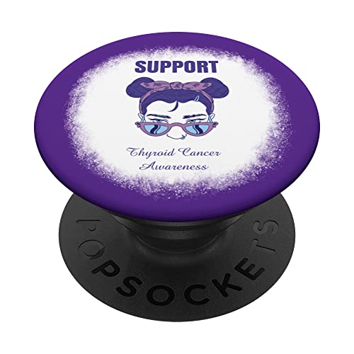 Support de sensibilisation au cancer de la thyroïde – Ruban violet PopSockets PopGrip Interchangeable