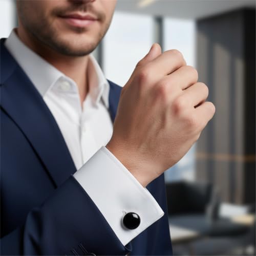 12 Pcs Mancornas para Hombre Tonos Clásicos Plata Negro miniatura 6