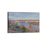  CSGWLAT Encadrée Tableau sur Toile,Alfred Sisley Tableaux Impression de Peinture Célèbre,Reproduction Image D\'art Mural Décoration Salon Chambre,village au coucher du soleil 30x45cm Cadre Noir