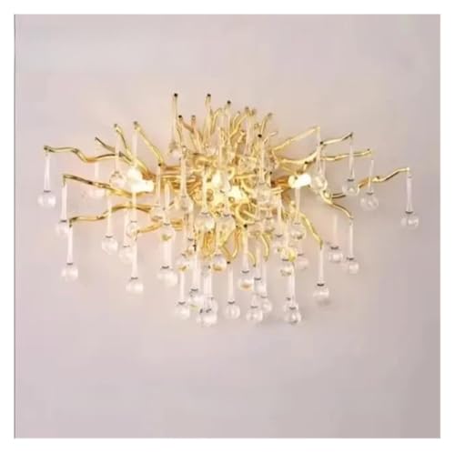 Lustre cristal doré moderne plafonnier de luxe pour salle à manger et salon