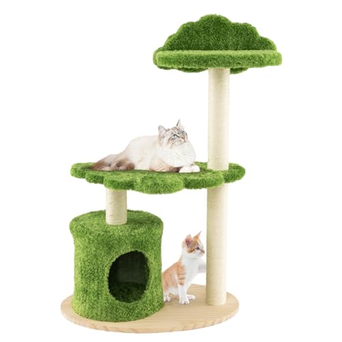 Torre para gatos madera moderna 38 pulgadas para interiores miniatura 1