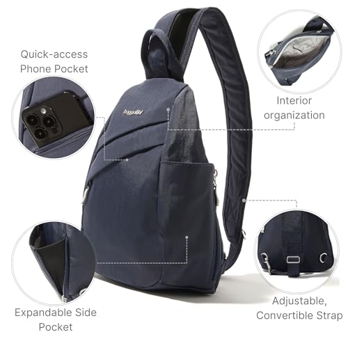 Image of Baggallini Medium Sling Backpack - 9 inchx11 inch Lightweight Sling Bag with Convertible Adjustable Shoulder Strap