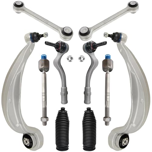 Image of Detroit Axle - 10pc Front End Kit for 2009-2010 Audi A4, A4 Quattro, 2009 Q5 2010 S4, 2008-2009 S5 A5 Quattro, 2 Lower Rearward Control Arms w /Ball Joint 2 Sway Bars 4 Inner Outer Tie Rods 2 Boots