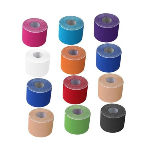 BUGUUYO 12Rolls Self Adhesive Elastic Muscle Tapes of Wear Resistant Sports Tape for Ankle Joint Support Moisture Release for Injury and Performance