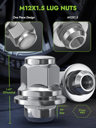 Image of AUTOPTIM M12x1.5 OEM Lug Nuts - 20 Pcs Chrome Mag Flat Seat for Toyota