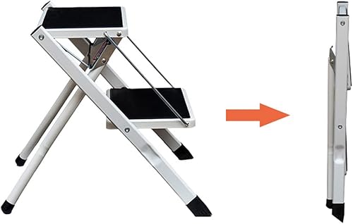 Miniatura 7 de Taburete plegable de hierro forjado de 2 pisos, taburete plegable portátil para cambiar zapatos, silla plegable forjada para el hogar, cocina,