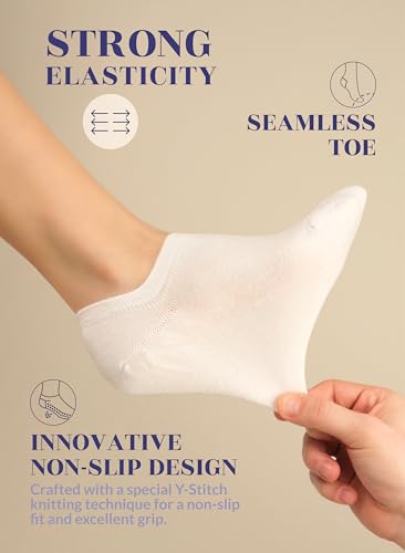 Hugh Ugoli Women Bamboo No Show Socks, Non Slip Invisible Liner,Soft, Thin Low Cut Socks, Seamless Toe, 6-12 Pairs2