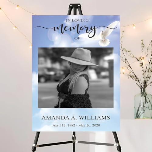 Personalized Dove In Loving Memory Welcome Sign, Funeral Welcome Sign with Photo, Memorial Picture Board, Memorial Sign, Celebration Of Life Decoration, Memorial Decorations #5