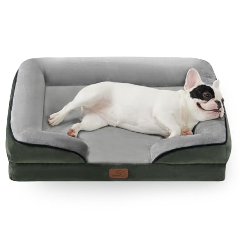 Image of Bedsure Orthopedic Dog Bed Medium Size Dogs - Washable Medium Dog Cat Bed Waterproof, Comfort Pet Couch Sofa with Washable Removable Cover, Pets Bed with Nonskid Bottom, Boreal Canopy Green, 28 inch