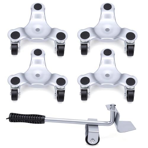 El Mejor Listado de Transporte y ruedas - solo los mejores. 48 HISUEKIG Mover Muebles Pesados, Ruedas para Mueble, Carga Máxima 1322 Libras,Transporte de Muebles con 3 Ruedas 360° y Bloqueo Freno,Base Metálica para Mover Furniture Pesados...