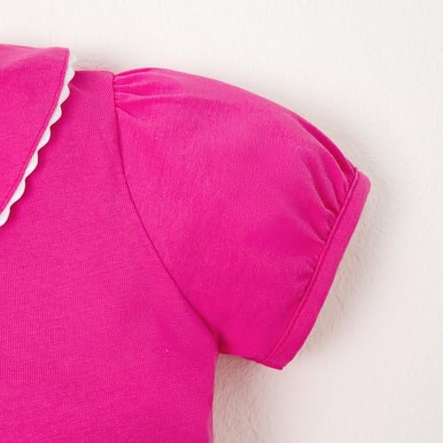 Image of 12M-14Y Toddler Baby Girls Peter Pan Collar Blouse Kids Girl Solid Color Puff Sleeve T-Shirts Casual Tee Tops
