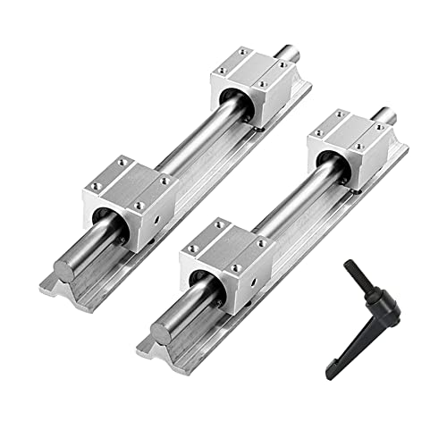 CNCYEAH 2 guías lineales SBR16 de 400 mm con asas, 2 unidades de carril deslizante con eje + 4 unidades de bloque lineal SBR16UU, juego de rieles para impresora 3D CNC Cover