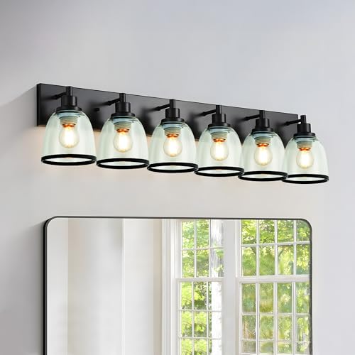 Image of Clear Glass Bell Shade with Black Trim - 1.65 inch Fitter Opening - Replacement for Chandeliers, Wall Sconces, Vanity & Ceiling Lights - Classic Home Lighting Decor, 4 Pack