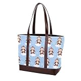 Generic Einkaufstasche für Frauen Strandtasche Handtaschen für Frauenbaus Laptop -Taschen Umhängetasche mit Reißverschluss, cartoon animal monkey cloud blue