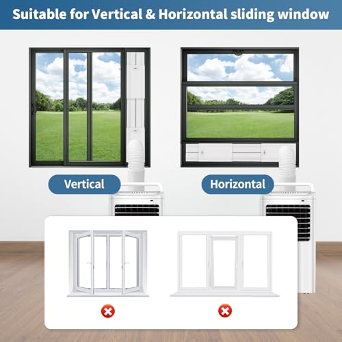 Image of Yipoch Portable AC Window Vent Kit inclue 2M Exhaust Hose 5.9 inch & Waterproof Rain Cover & 4-in-1 Coupler Filter,Portable Air Conditioner Window Seal Kit with 4 Adjustable PVC Plates (17 inchUp to 59 inch)