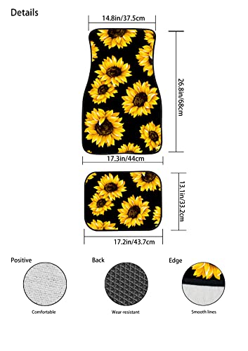 image for BIGCARJOB Sunflower Car Floor Mat,4piece Set Car Interior Rugs with Su