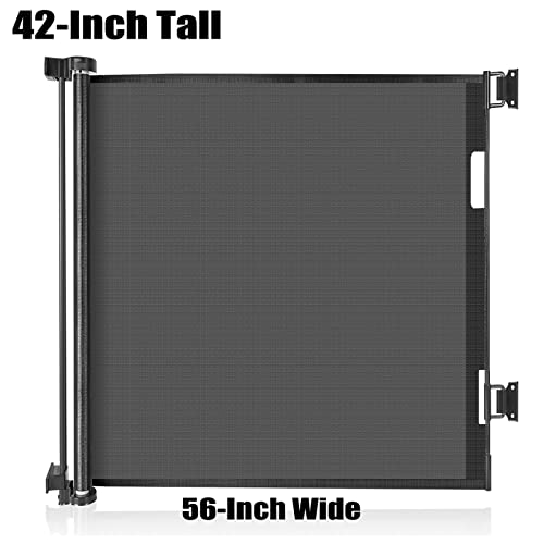 42-Inch Extra Tall Baby Gate 56" Wide Tall Dog Gate Retractable Baby Gates Adjustable Dog Gates For The House Indoor And Outdoor Pet Gate Mesh Baby Gate For Stairs, Doorways, Hallways, Black #TOP1