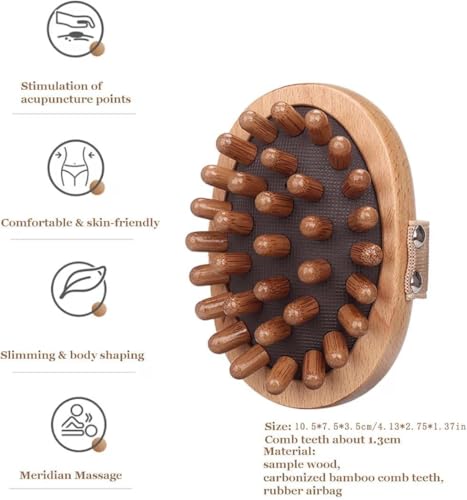 Image of 1Pcs, Wooden Body Massage Brush for Fascia Massage & Lymphatic Drainage, Handheld Meridian Acupoint Therapy Tool for Muscle Recovery, Pain Relief, Relaxation & Circulation Improvement.