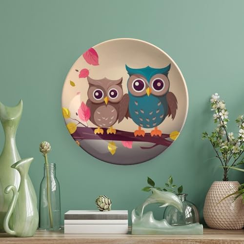 Plato decorativo Cute Owls de porcelana fina 6 pulgadas miniatura 5