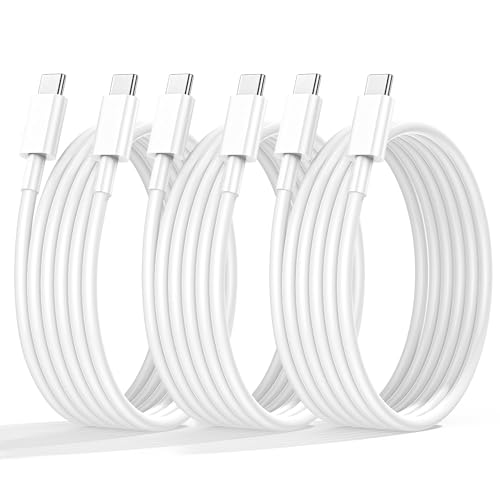 iPhone 16 Charger Cable 3Pack, USB C to USB C Charger Cable 2M 60W, for Apple Fast Charging Type C Lead for iPhone 16 15 Pro Max/Plus/Pro, for MacBook Pro 2021, for iPad Pro/Air/Mini (White)